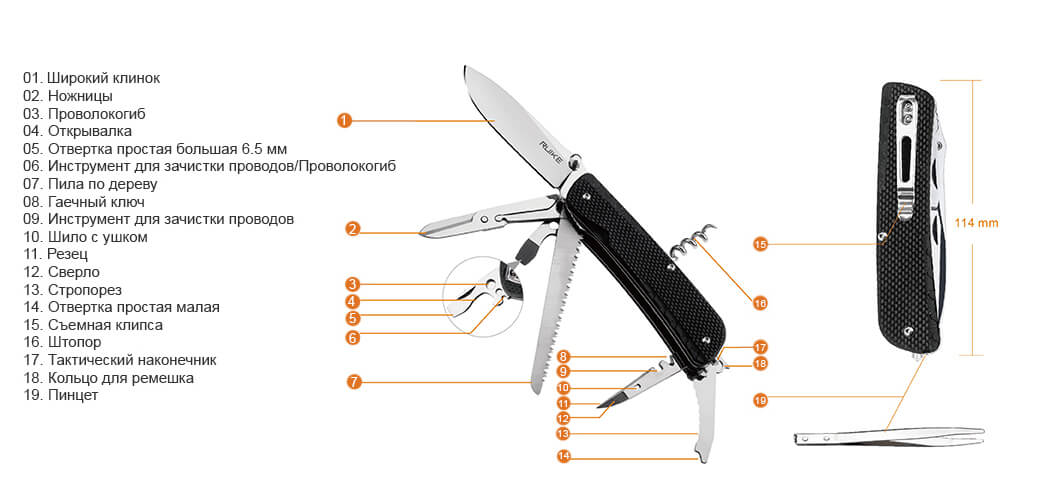 Схема ножа Ruike LD42